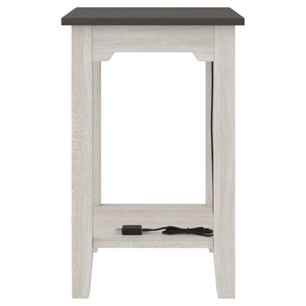 Farmhouse Engineered Wood End Table in Antiqued White/Gray Y66252