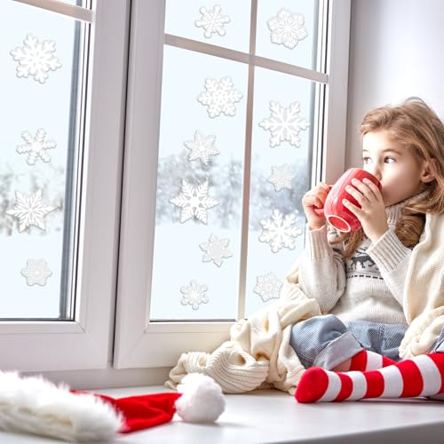 32Pcs Reusable Snowflake Window Decals N525