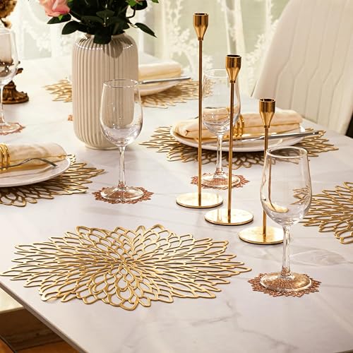 6 Pack Silver Metallic Glitter Vinyl Round Placemats V492