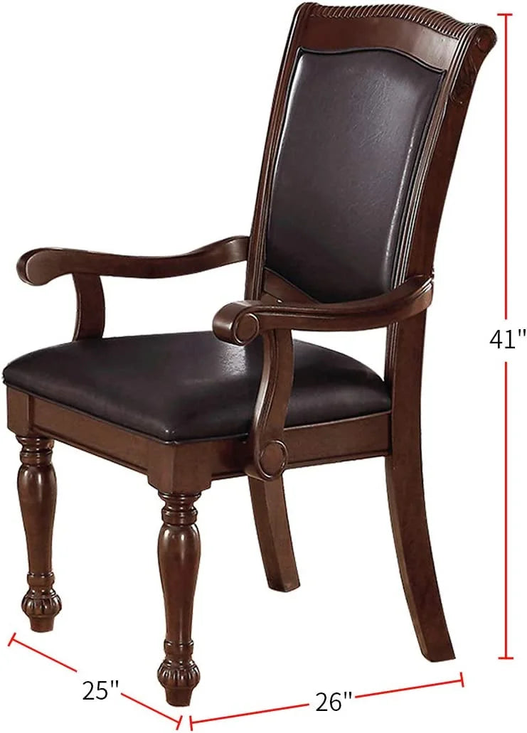 Set of 2 Brown Faux Leather Upholstered Rubberwood Arm Chairs U793