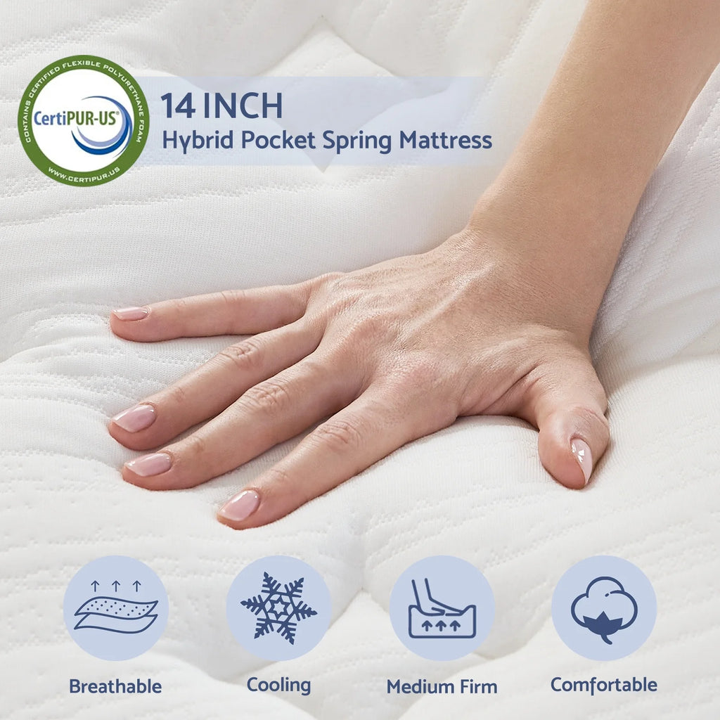Queen 14 inch Hybrid Gel Memory Foam Mattress O1099