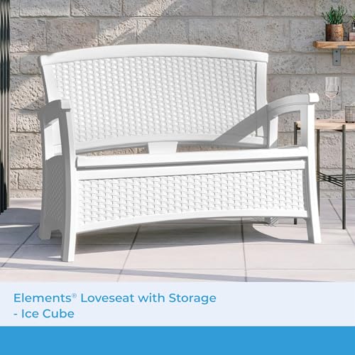 White All Weather Plastic Loveseat with Storage O48407
