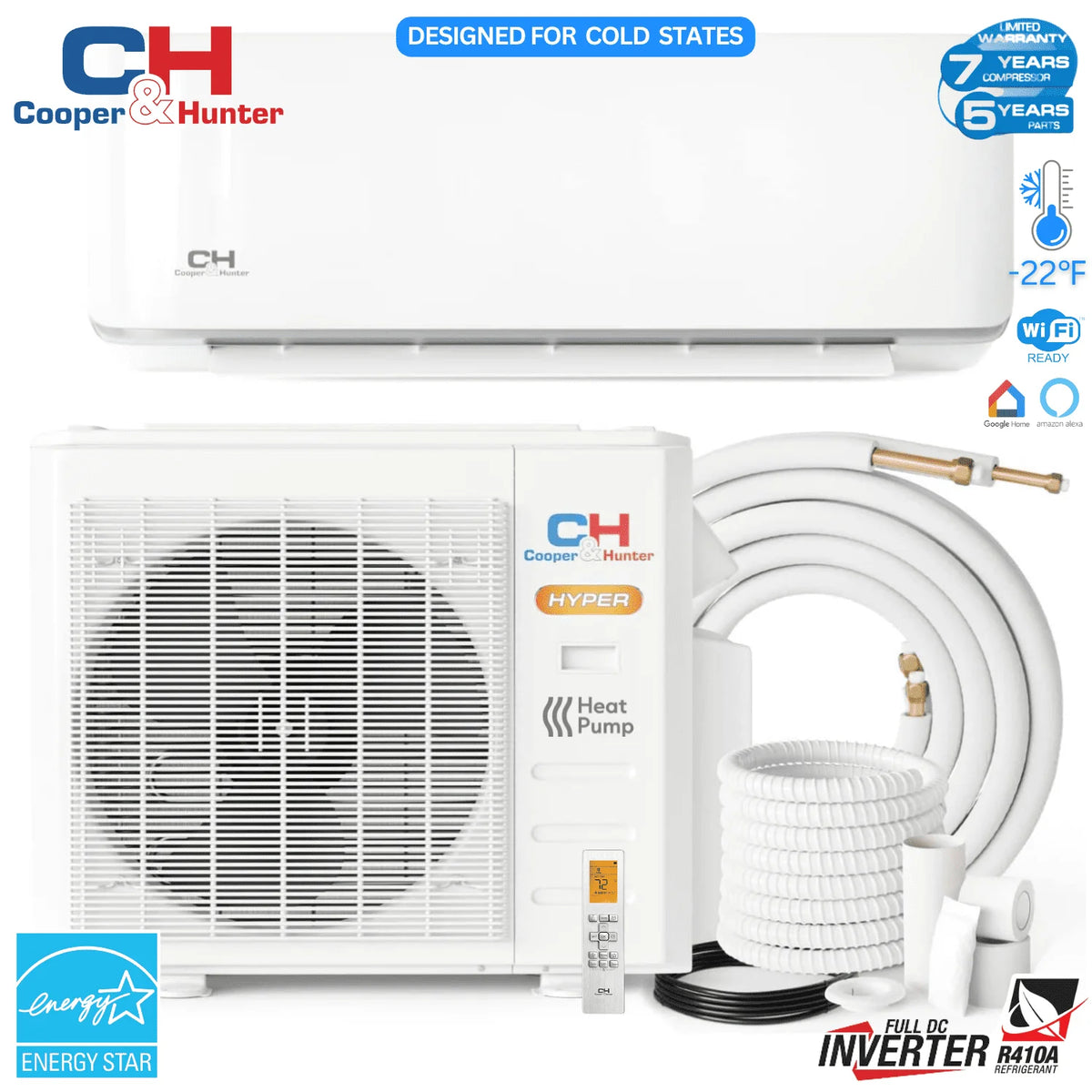 24000 BTU 230V Wall Mounted Mini Split Heat Pump Air Conditioner D237200