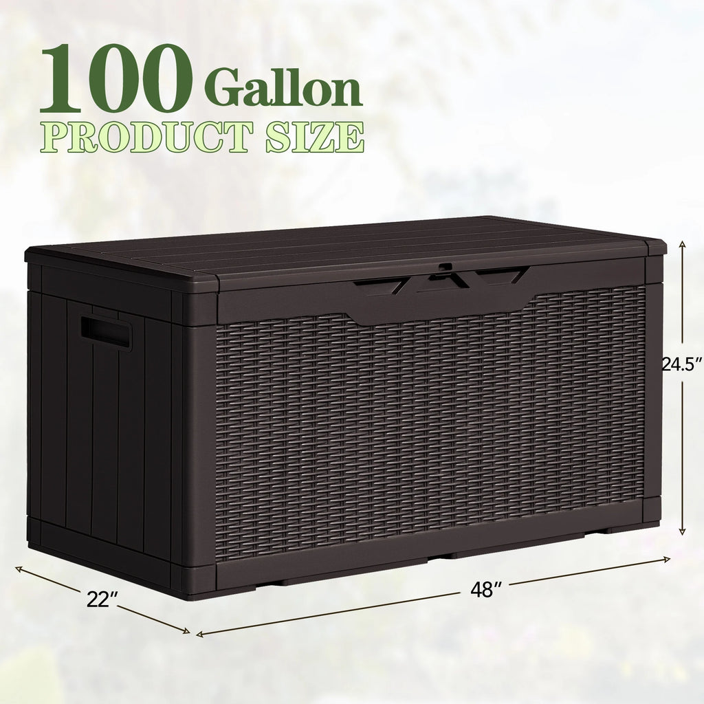 100 Gallon Black Plastic Resin Outdoor Storage Box F1562