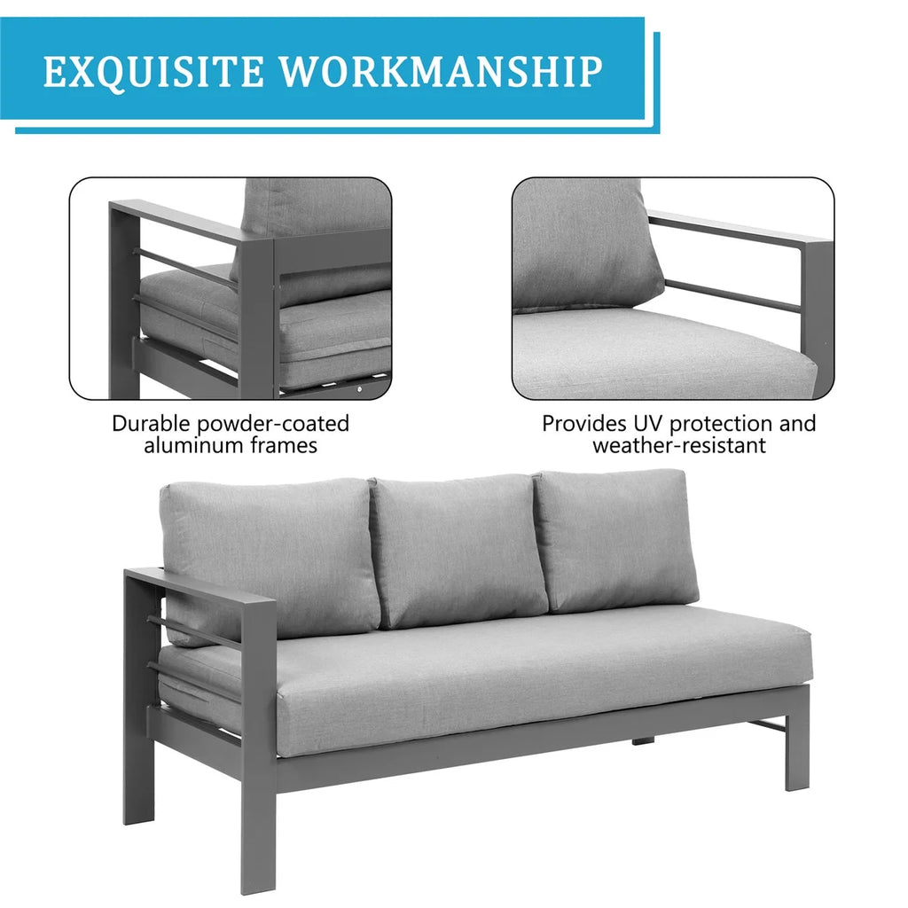 4 Pieces Aluminum Outdoor Sofa Set with Coffee Table E2410