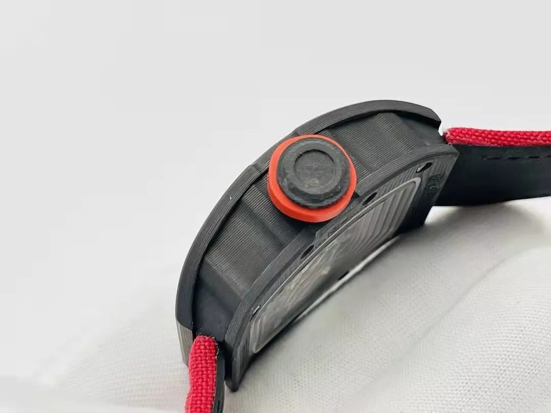Skeleton Dial Black Bezel Red Canvas Strap U35767