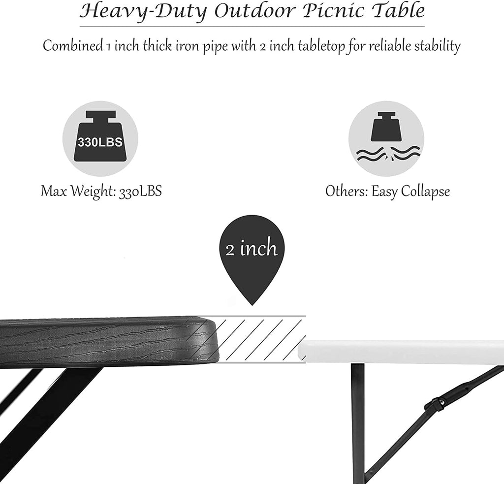 All Weather Metal Base Picnic Table Bench Set H3298