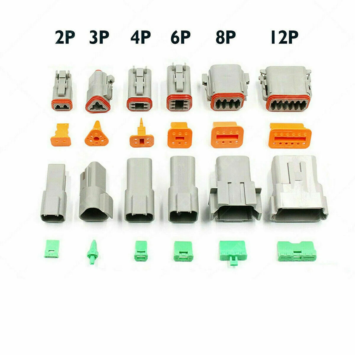 DT Connector Plug Kit, 2 3 4 6 8 Pin Automotive Electrical Connectors with Crimp Tool B44523