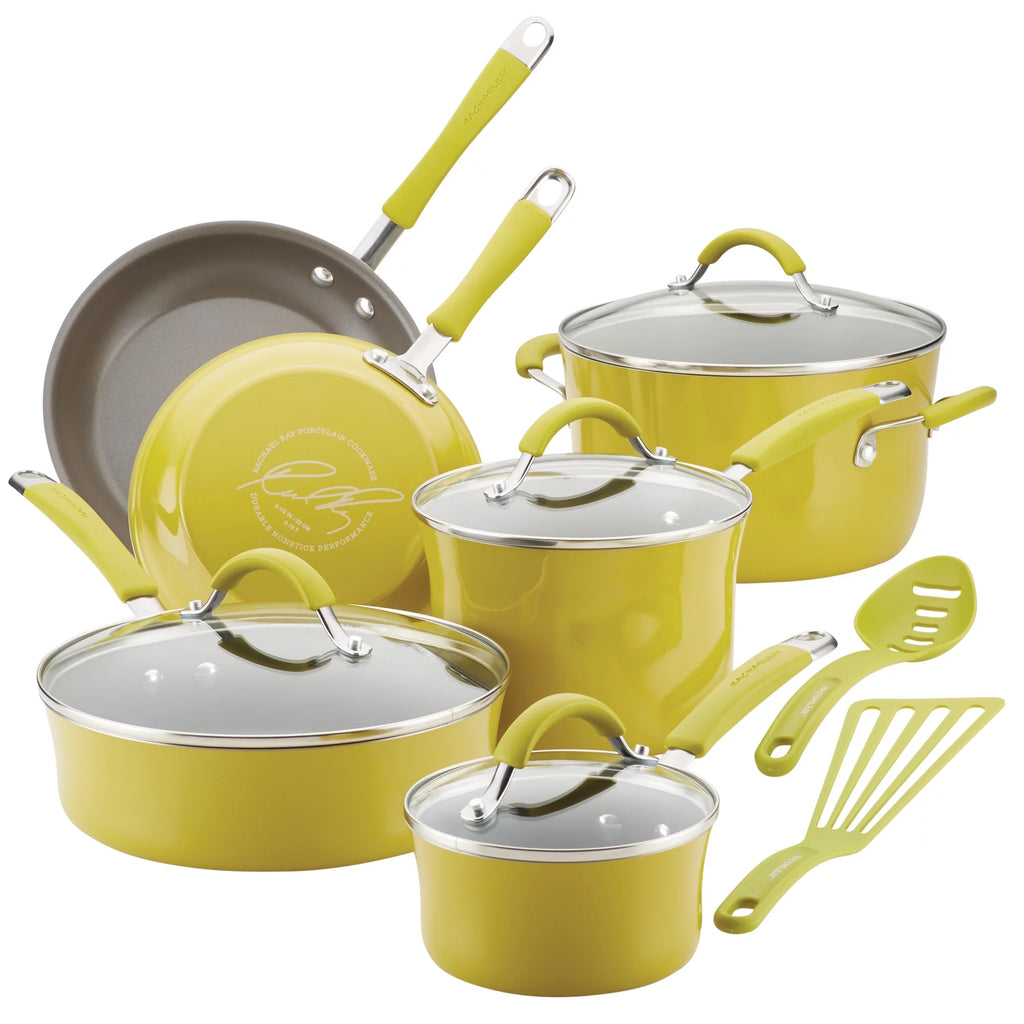12 Piece Nonstick Porcelain Enamel Pots and Pans P94421