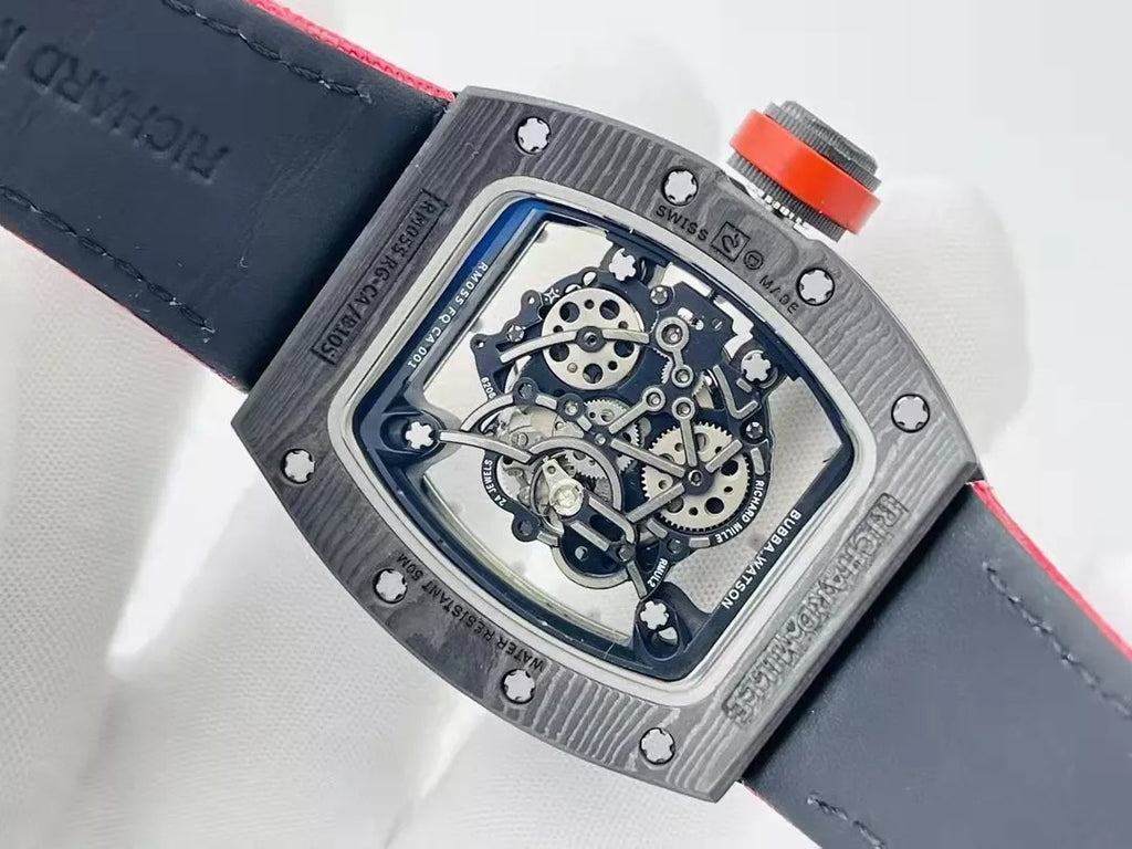 Skeleton Dial Black Bezel Red Canvas Strap U35767