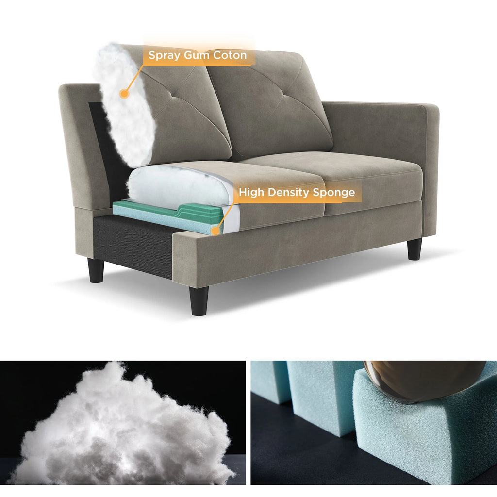 Velvet Sectional Sofa Couch Set with Chaise W62498