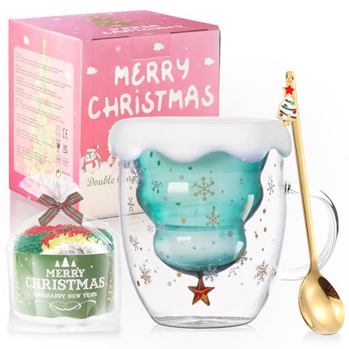 Double Walled Glass Christmas Mug N102