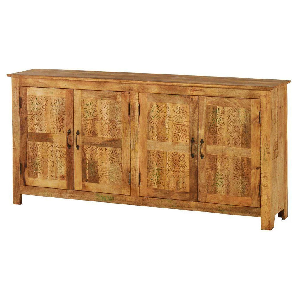 76" Rustic Reclaimed Wood 4 Door Sideboard D9239