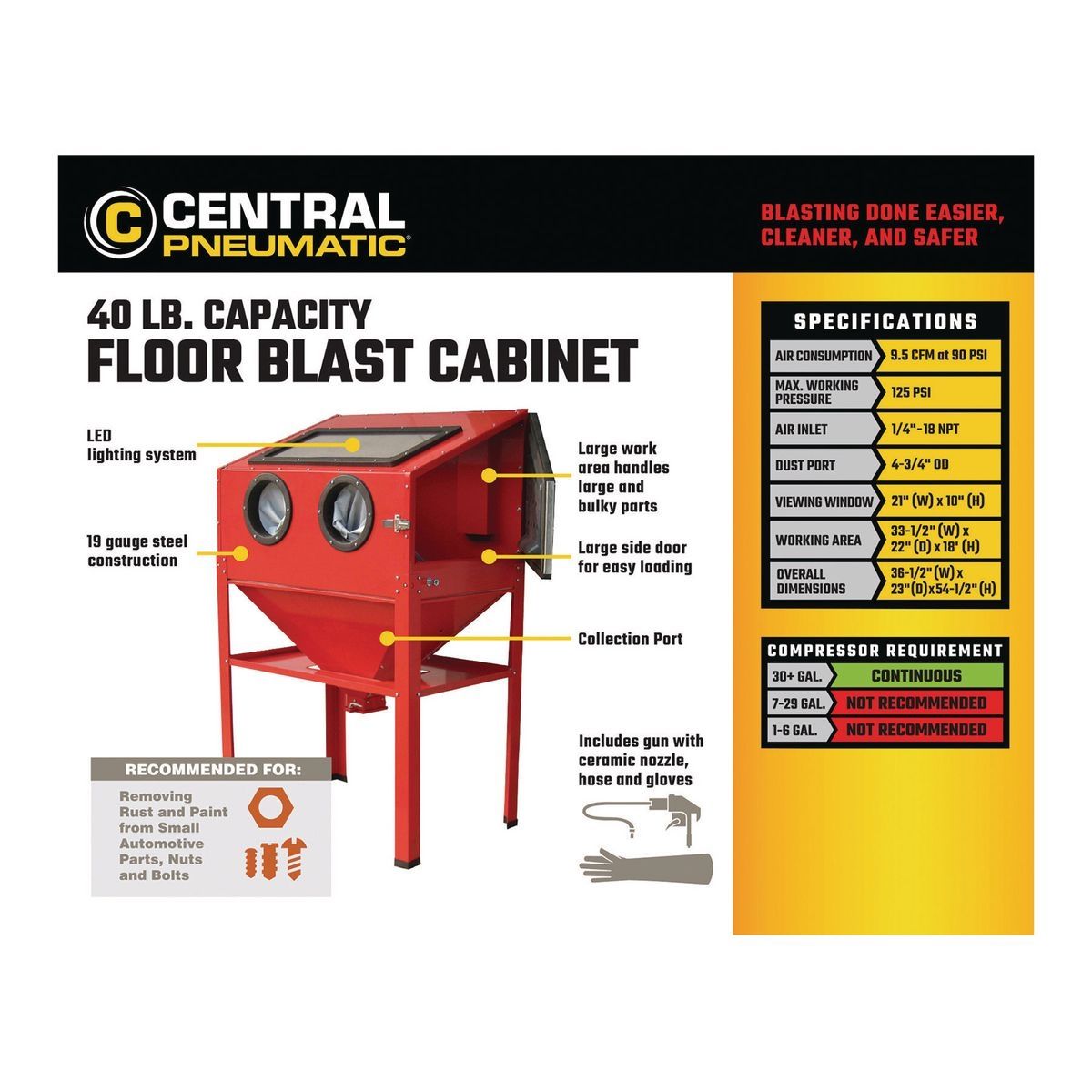 40 lb. Capacity Floor Abrasive Blast Cabinet T577