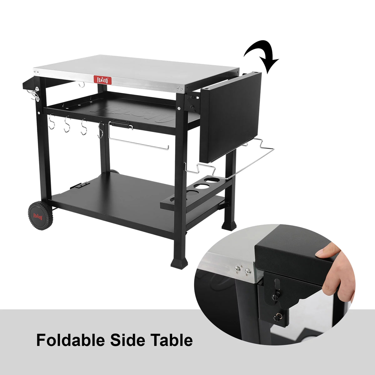 Stainless Steel 3-Shelf Movable Food Prep Cart Table O39214