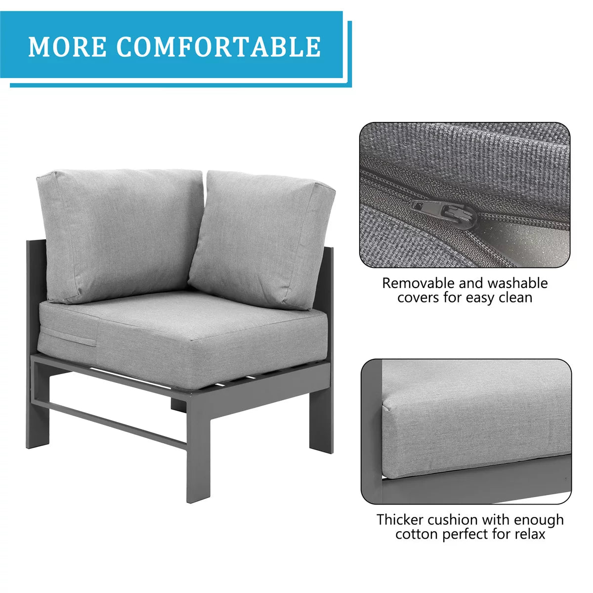 4 Pieces Aluminum Outdoor Sofa Set with Coffee Table E2410