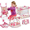 5-in-1 Baby Doll Stroller Nursery Playset with Play Mat, Playard, Carrier, and Travel Bag T925900