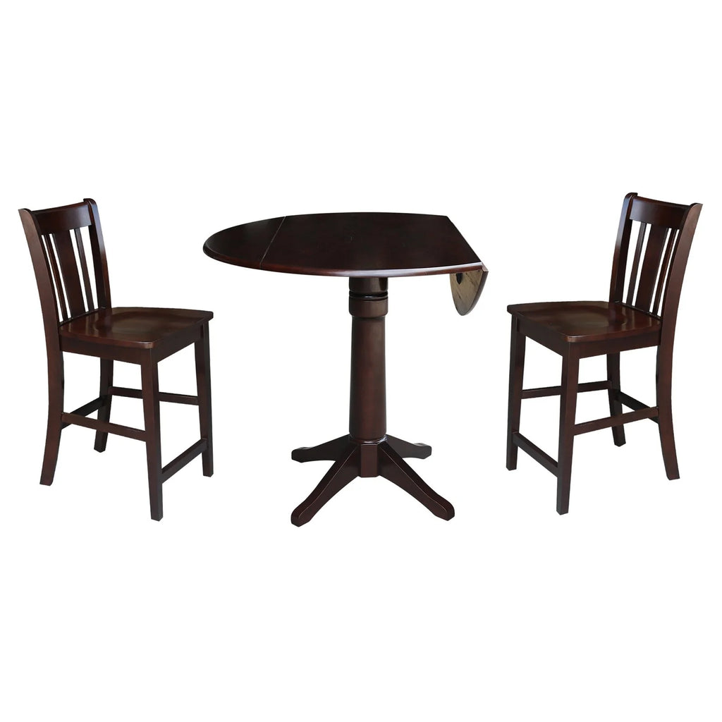 42" Round Dual Drop Leaf Pedestal Table Espresso A2589