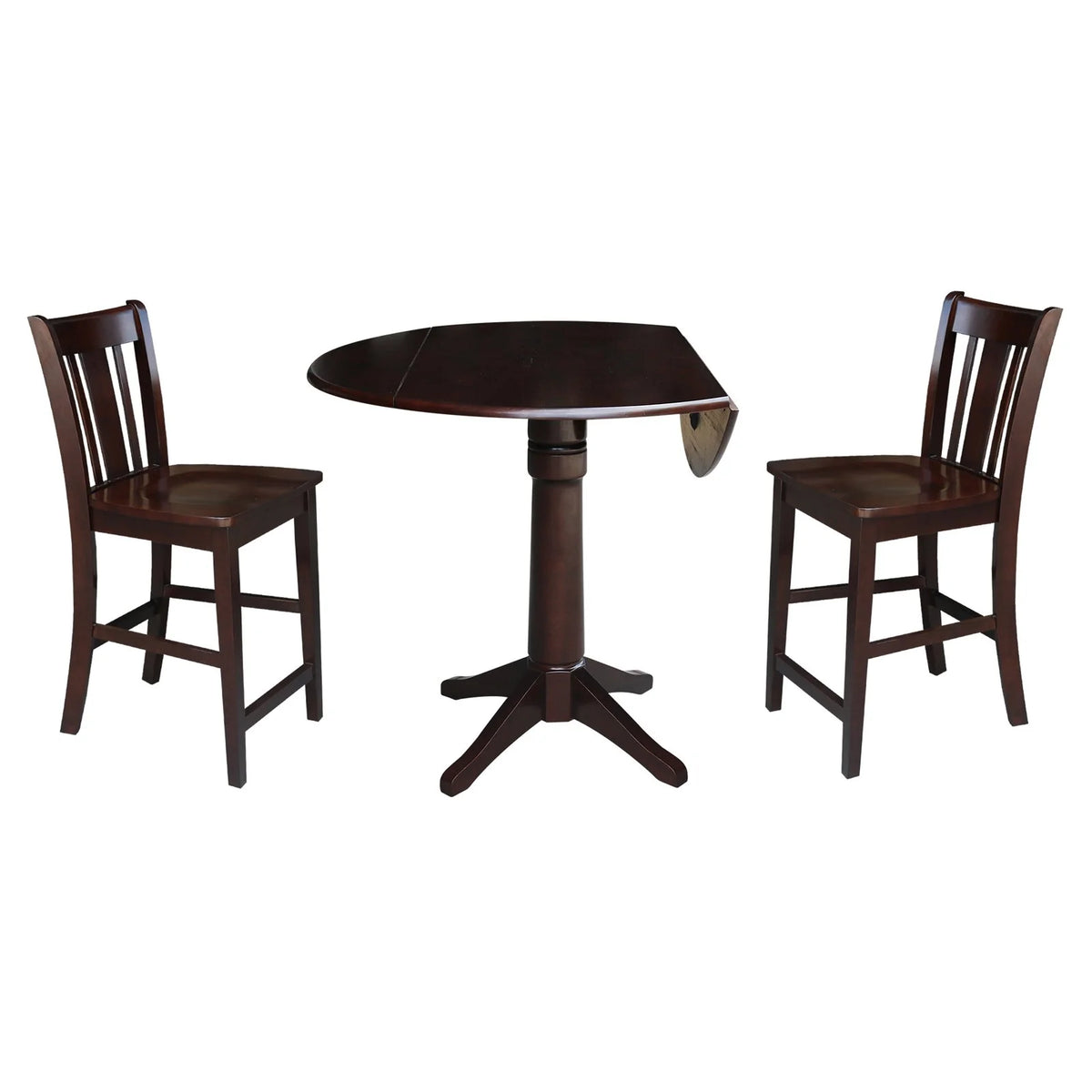 42" Round Dual Drop Leaf Pedestal Table Espresso A2589
