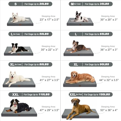 Extra Large Waterproof Egg Crate Foam Dog Bed with Removable Washable Cover F898