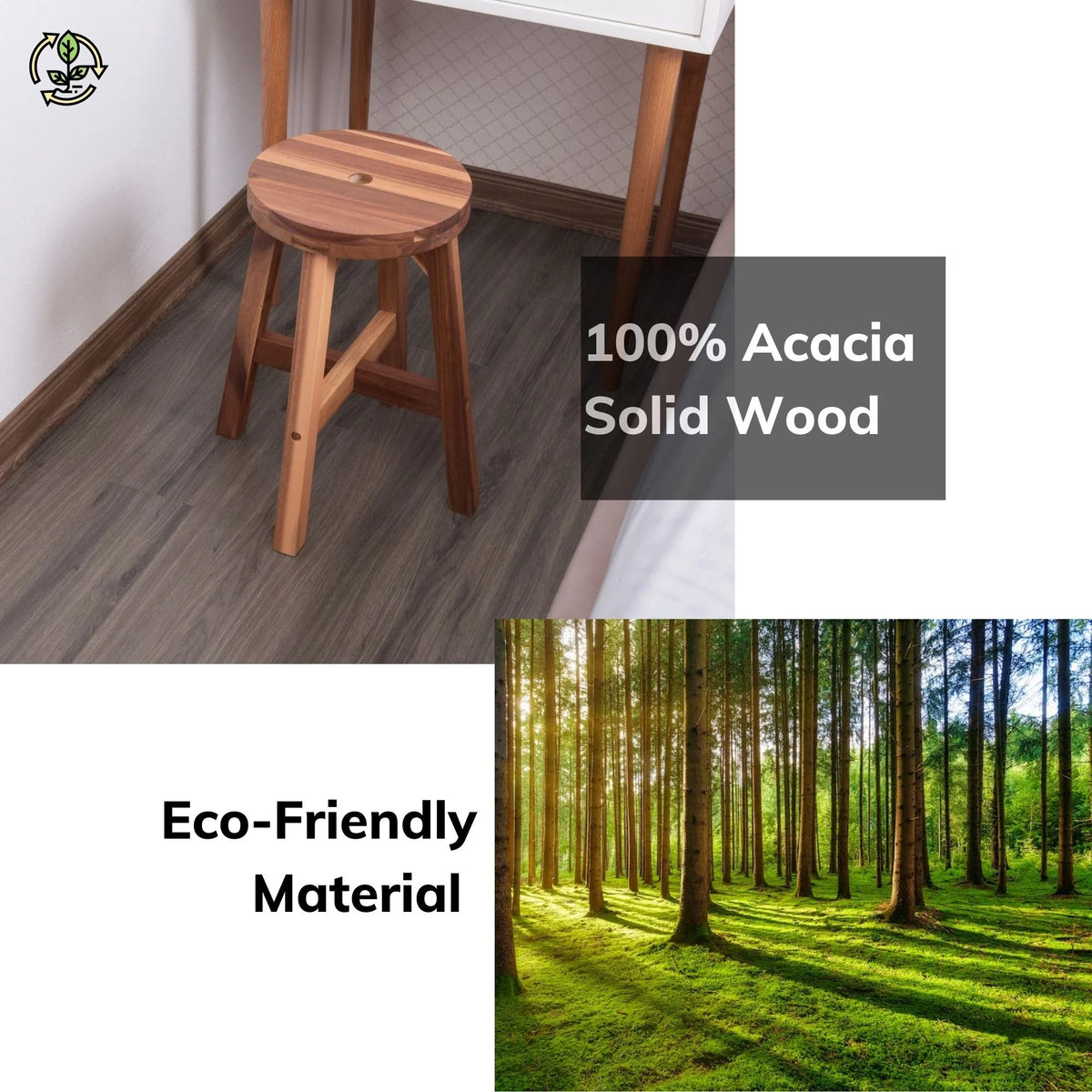 Acacia Wood Stool Round Top Natural Color X85332