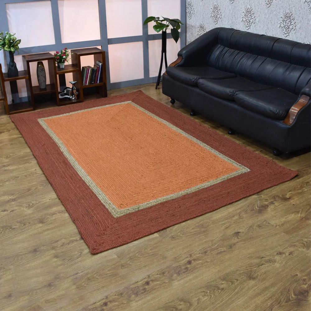 Hand Woven Jute Area Rug Orange 5'x8' Q73071