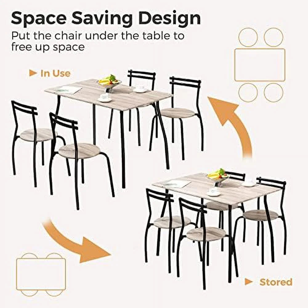 Dining Table Set for 4 with Chairs and Bench X679