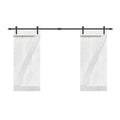 White Solid Pine Wood Interior Double Sliding Barn Door with Hardware Kit W431708
