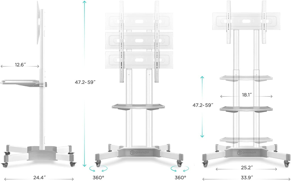Mobile TV Stand for 32 to 65 Inch TV with Wheels Shelves M689