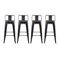 Black Metal Barstool with Light Wood Seat, Set of 4 Y4237