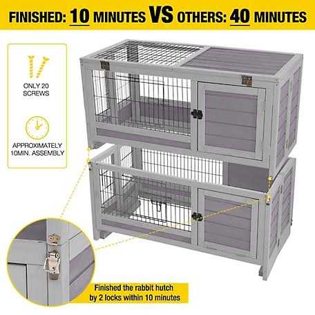 Wooden Rabbit Hutch with Folding Design P9639