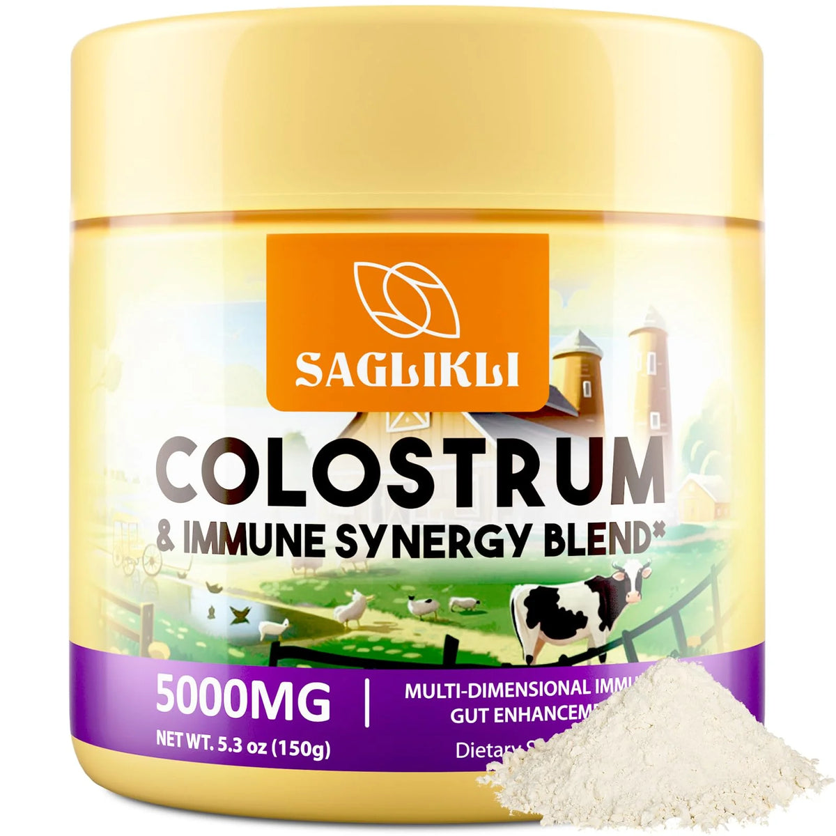 Grass Fed Bovine Colostrum Powder Supplement 5000 mg, 30 Servings P279940