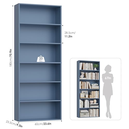 6-Tier Dark Gray Freestanding Bookcase and Bookshelf T199175