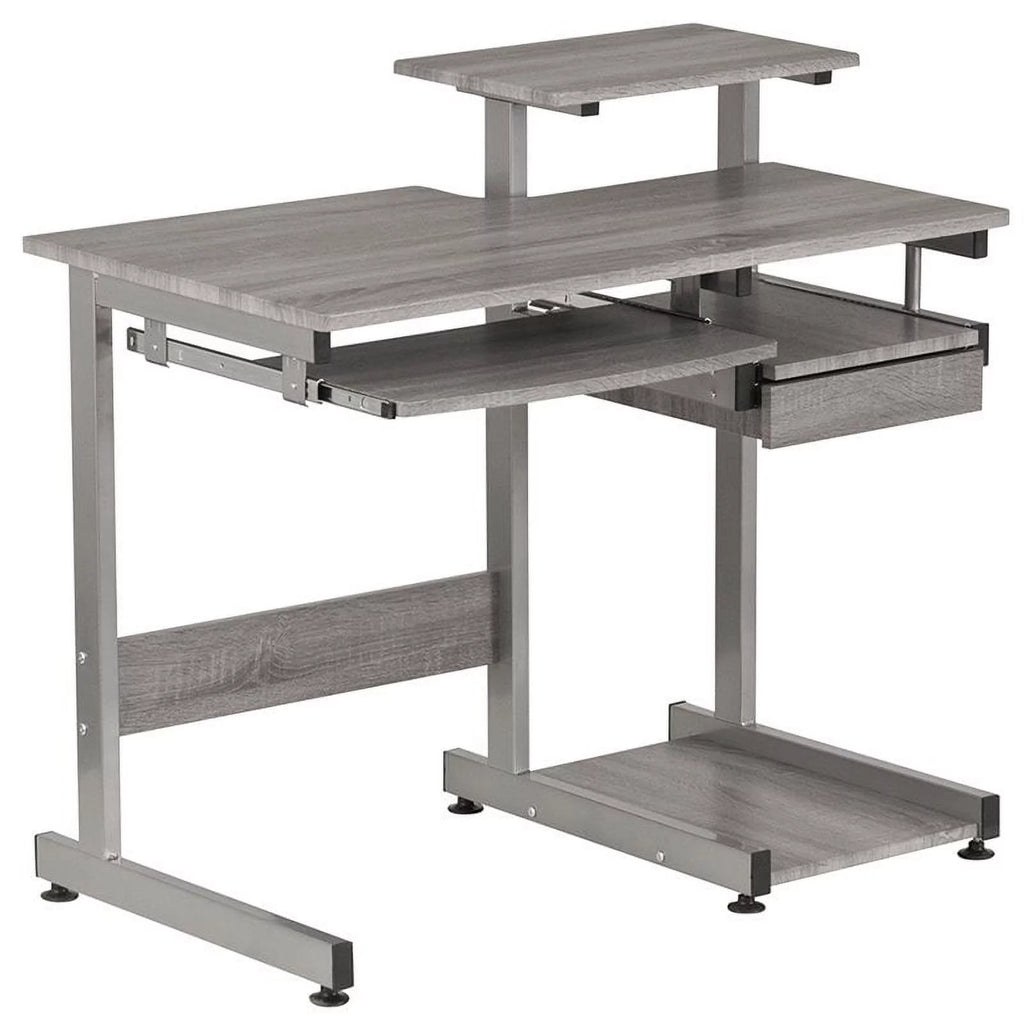 Contemporary Gray Engineered Wood Computer Desk G62497