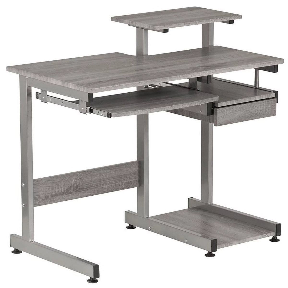Contemporary Gray Engineered Wood Computer Desk G62497