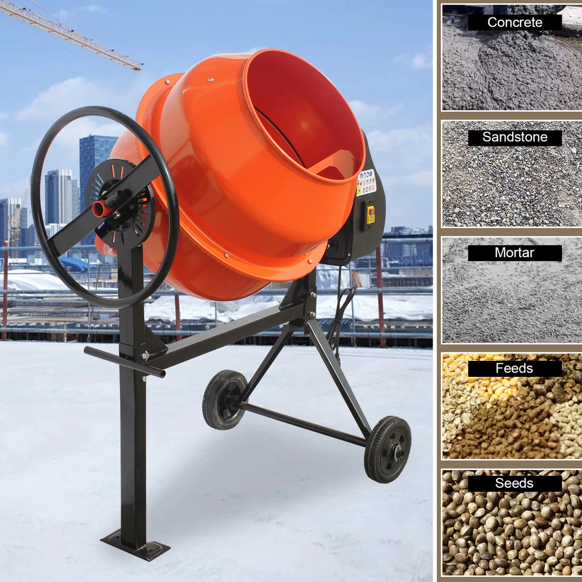 4/5HP Electric Concrete Cement Mixer 5 Cu Ft X788