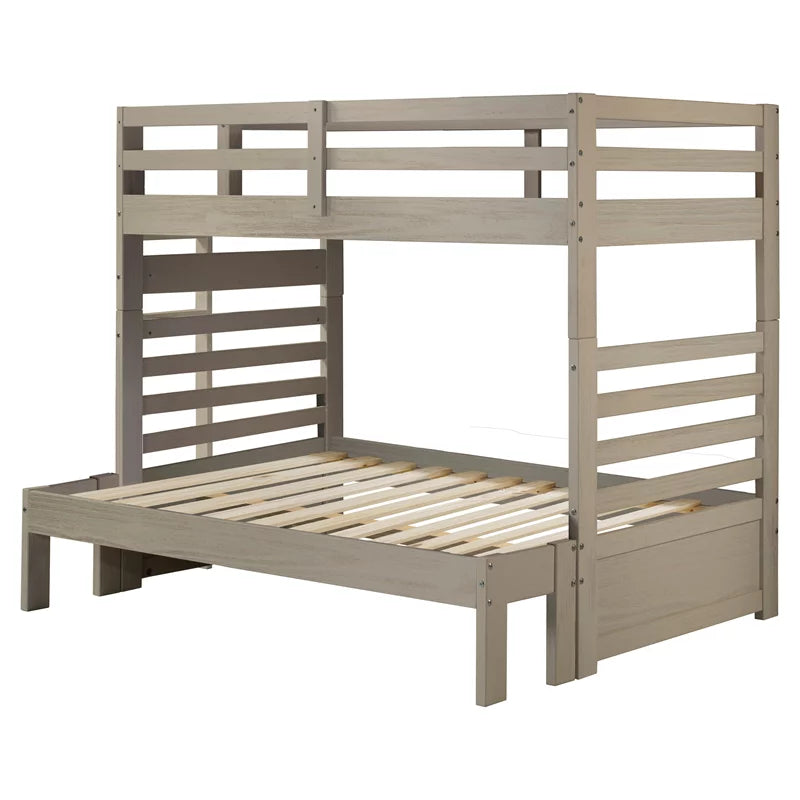 Solid Wood Twin-over-Full Bunk Bed with Ladder W5227