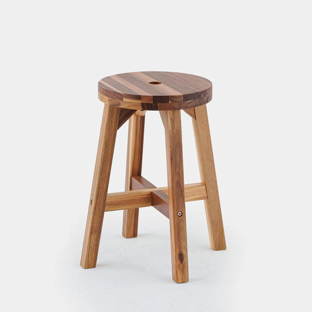 Acacia Wood Stool Round Top Natural Color X85332