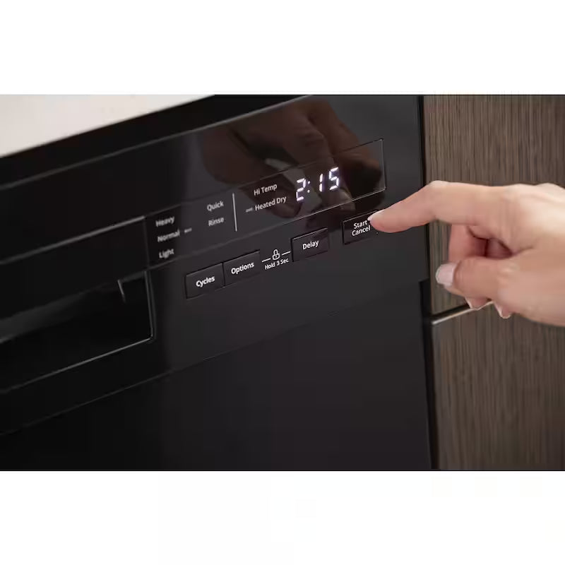Black Front Control Dishwasher with Stainless Steel Tub V669