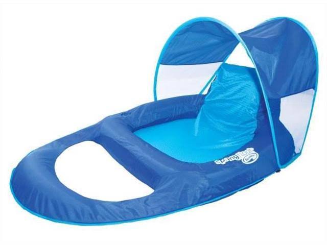 Spring Float Recliner Pool Lounge Chair with Sun Canopy 4-Pack G456055