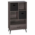 Black Storage Cabinet with Cubbies, Drawer and Bin I289