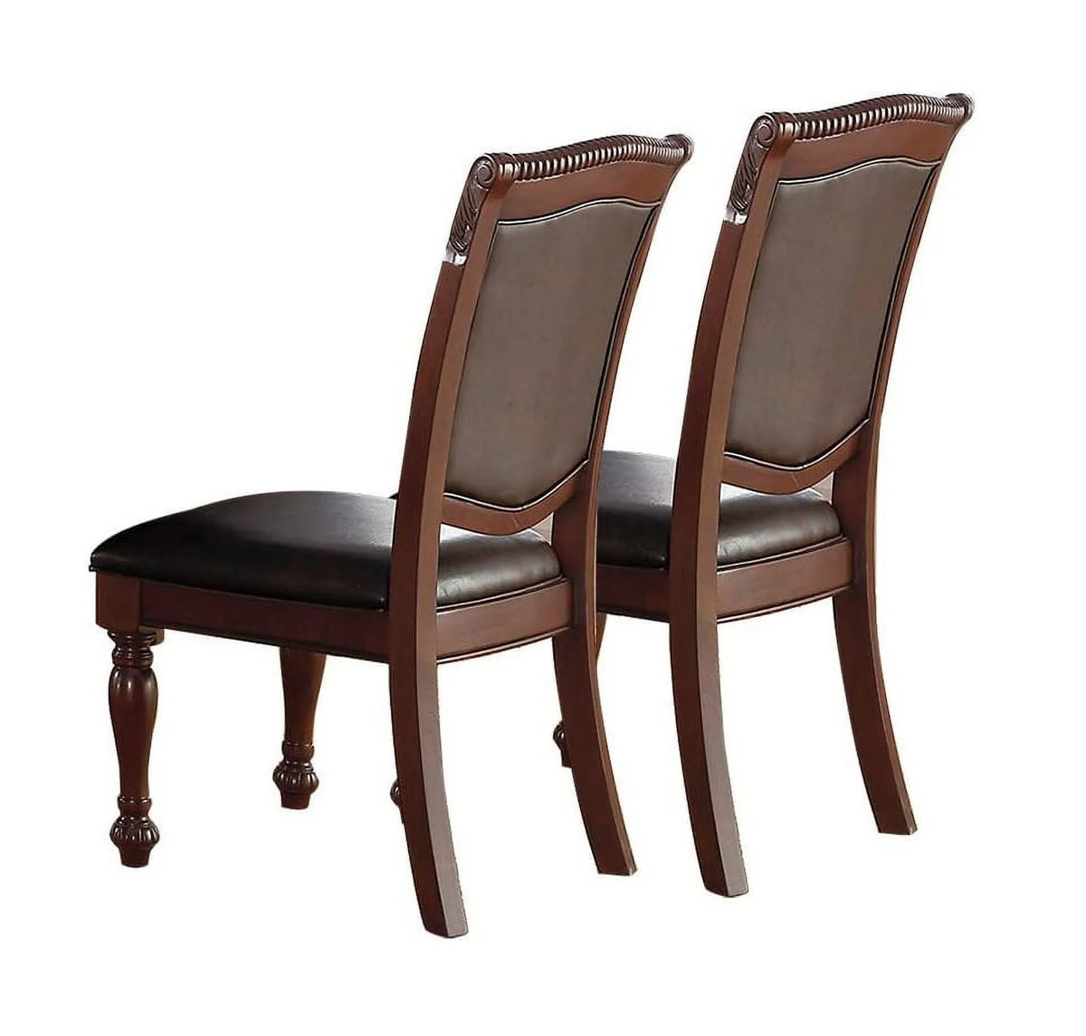 Set of 2 Brown Faux Leather Upholstered Rubberwood Arm Chairs U793