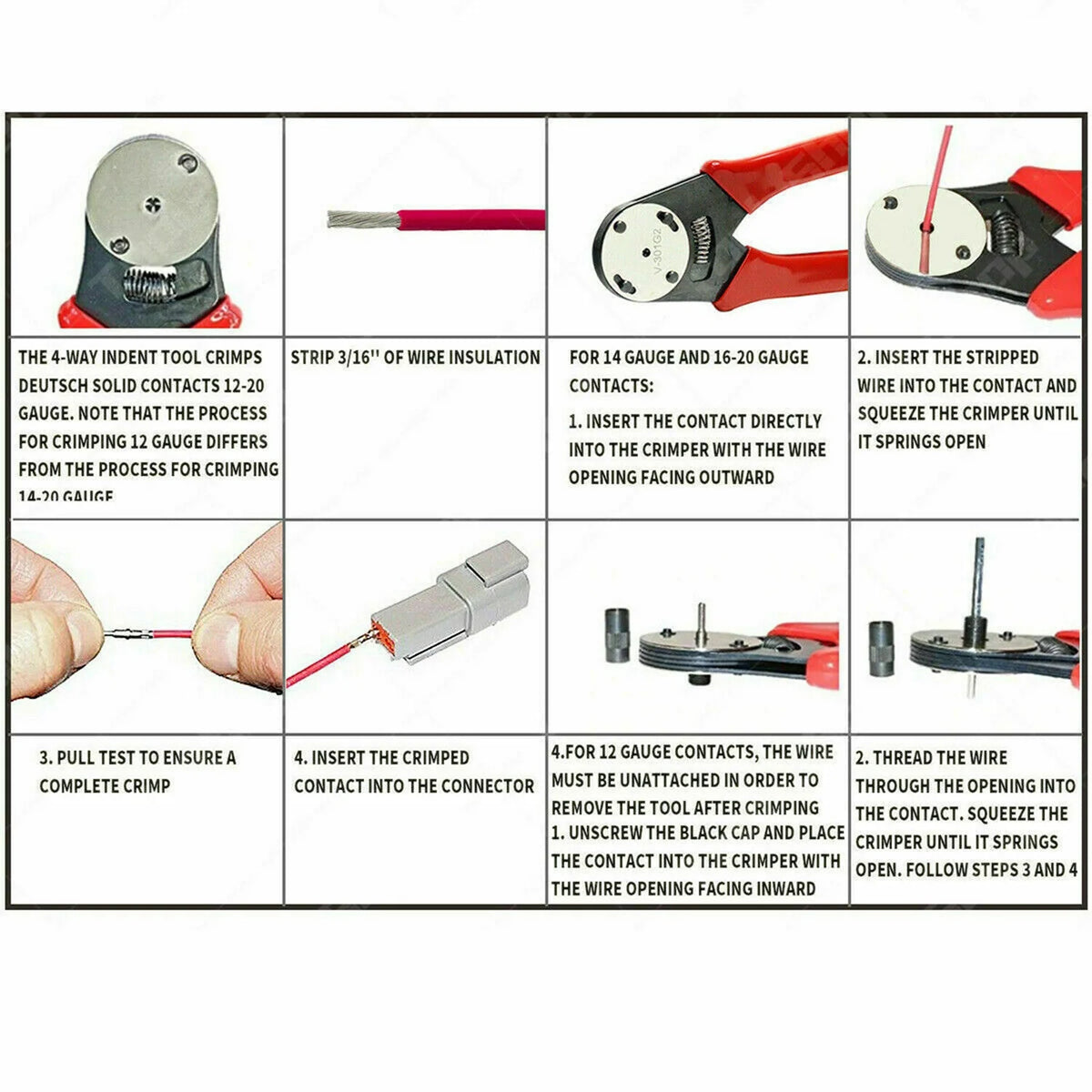 DT Connector Plug Kit, 2 3 4 6 8 Pin Automotive Electrical Connectors with Crimp Tool B44523