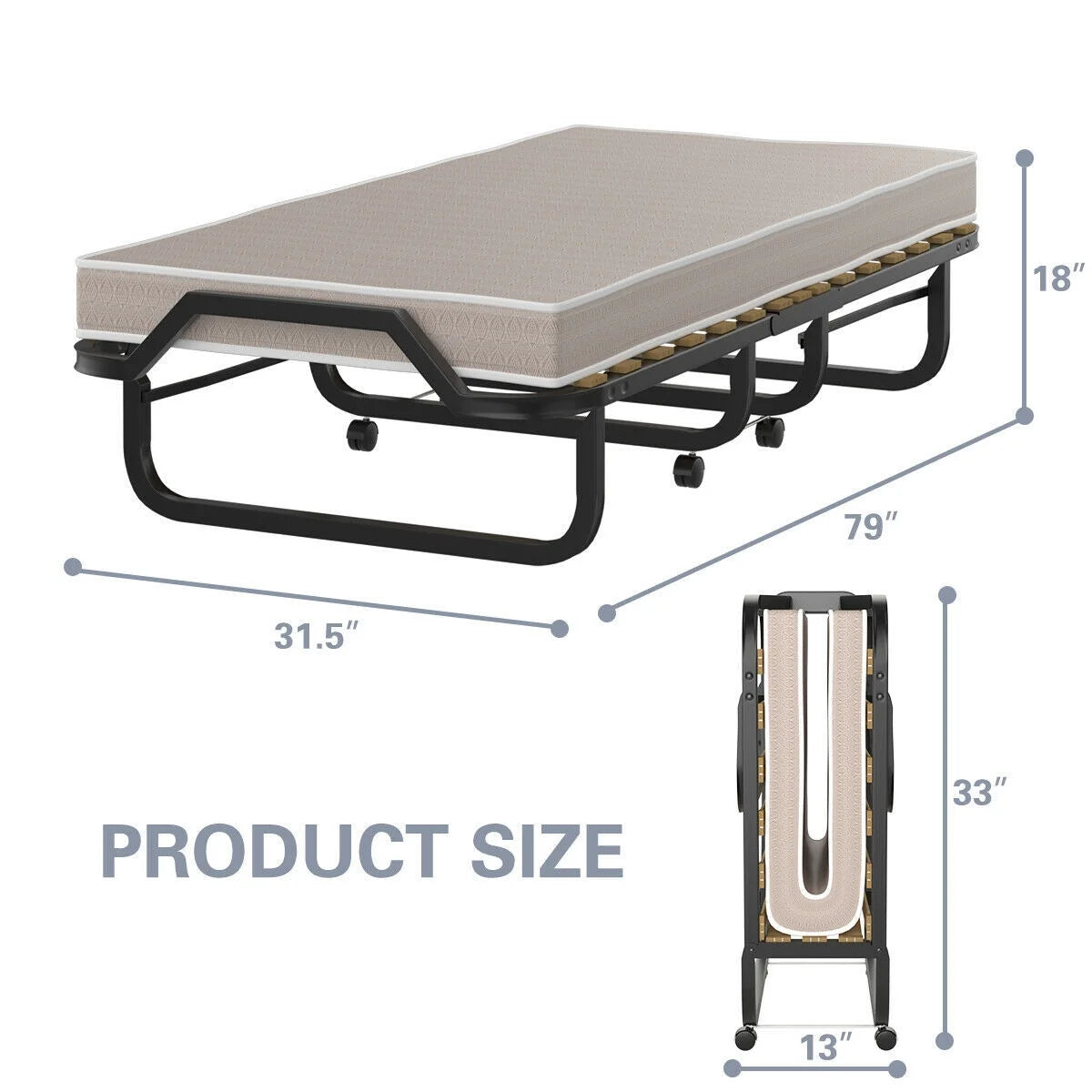 Folding Bed with Memory Foam Mattress F9902