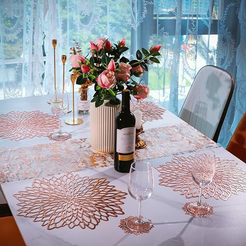 6 Pack Silver Metallic Glitter Vinyl Round Placemats V492