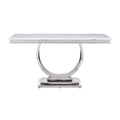 White Faux Marble Top Steel Base End Table V26337