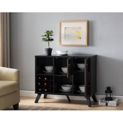 Black Dark Walnut Finish Sideboard Buffet Cabinet T54416
