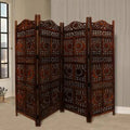 Carved Sun and Moon 4 Panel Room Divider F1775