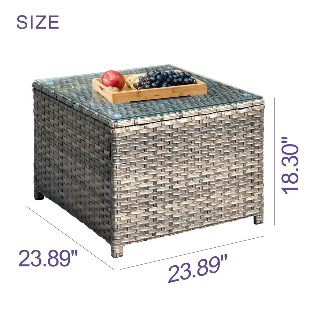 Outdoor Wicker Coffee Table with Glass Top C3803