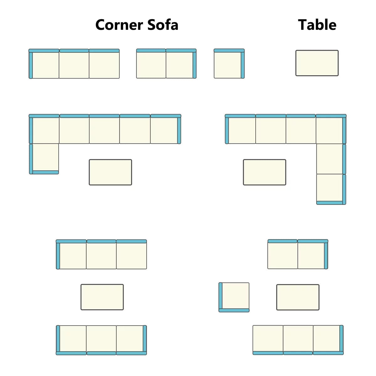 4 Pieces Aluminum Outdoor Sofa Set with Coffee Table E2410